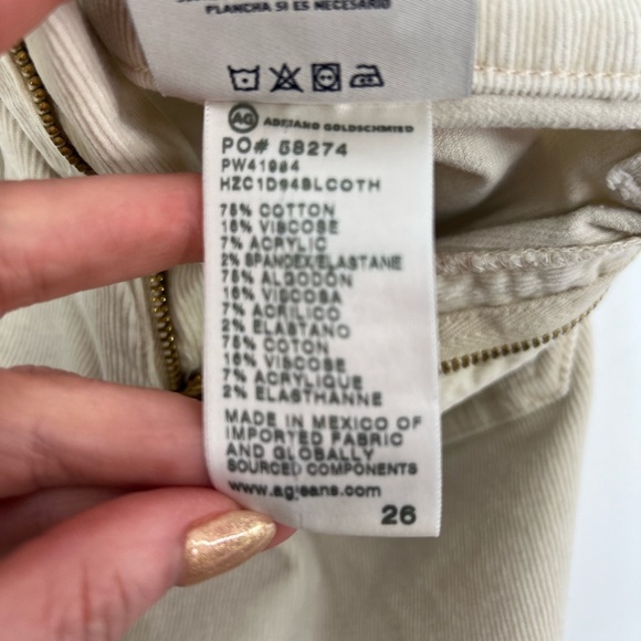 AG Adriano Goldschmied Beige Kassie Corduroy High Rise Wide Leg Cropped Pants 26 - Picture 8 of 12